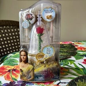 Brand New Disney Beauty & The Beast Enchanted Rose Jewelry Box Musical Light Up